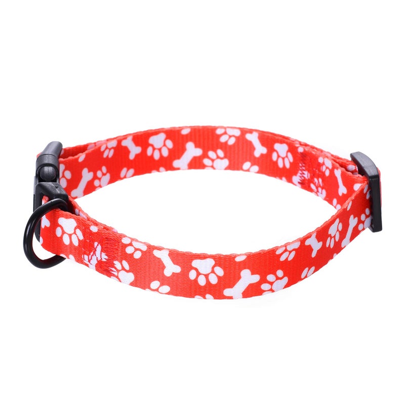 Mile High Life Dog Collar | Cute Puppy Collars | Lightweight Girl Dog Collar | Soft Boy Dog Collars | w Paws Bones Mustache Pattern (Red, Medium) - Image 2